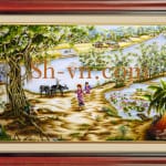 乡村风景画手工刺绣＝可愛的故鄉　20＝SHVN 1120 -95cm x 140cm (2)